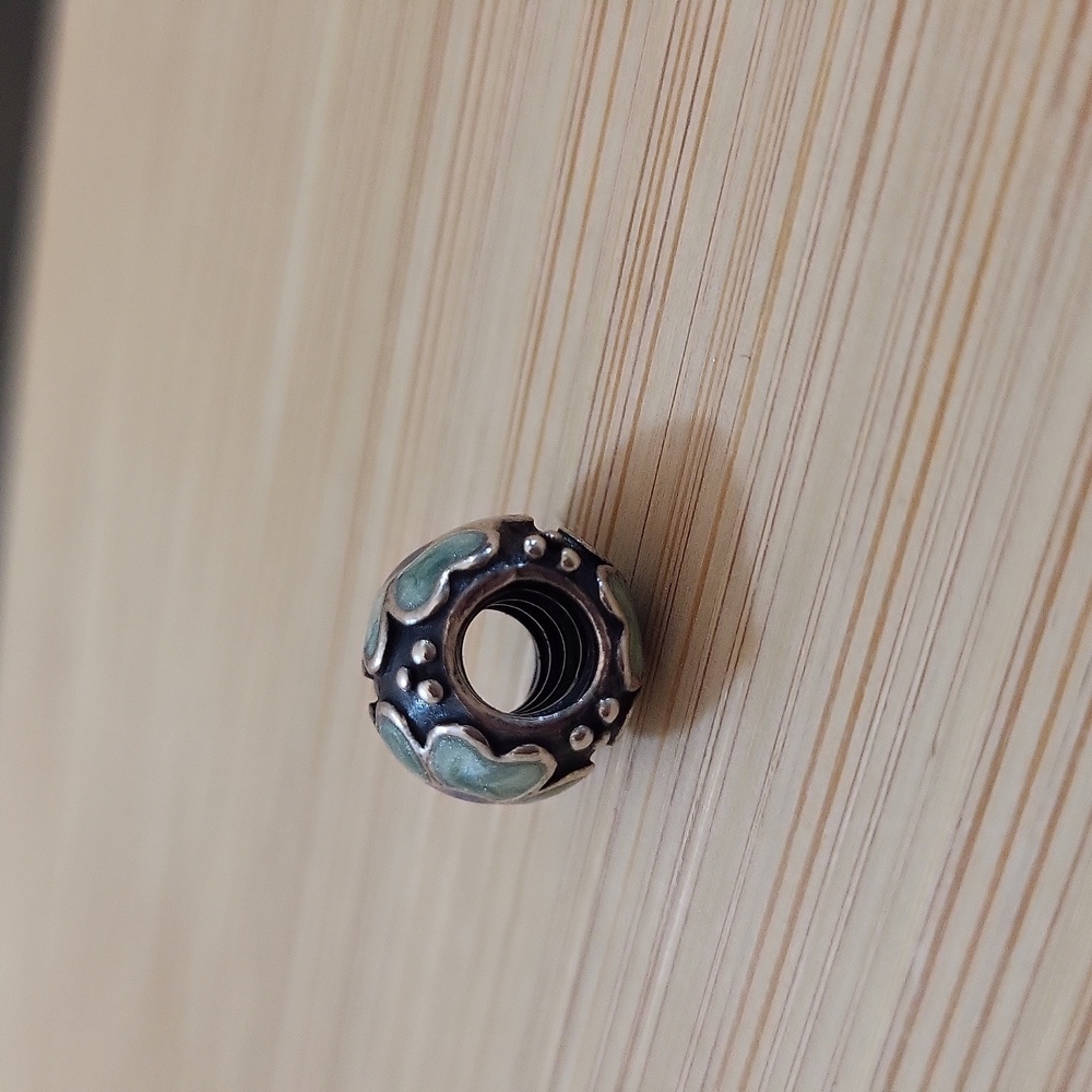 Pandora Retired Blue Daisy Flower 925 Silver Charm - Picture 3 of 5